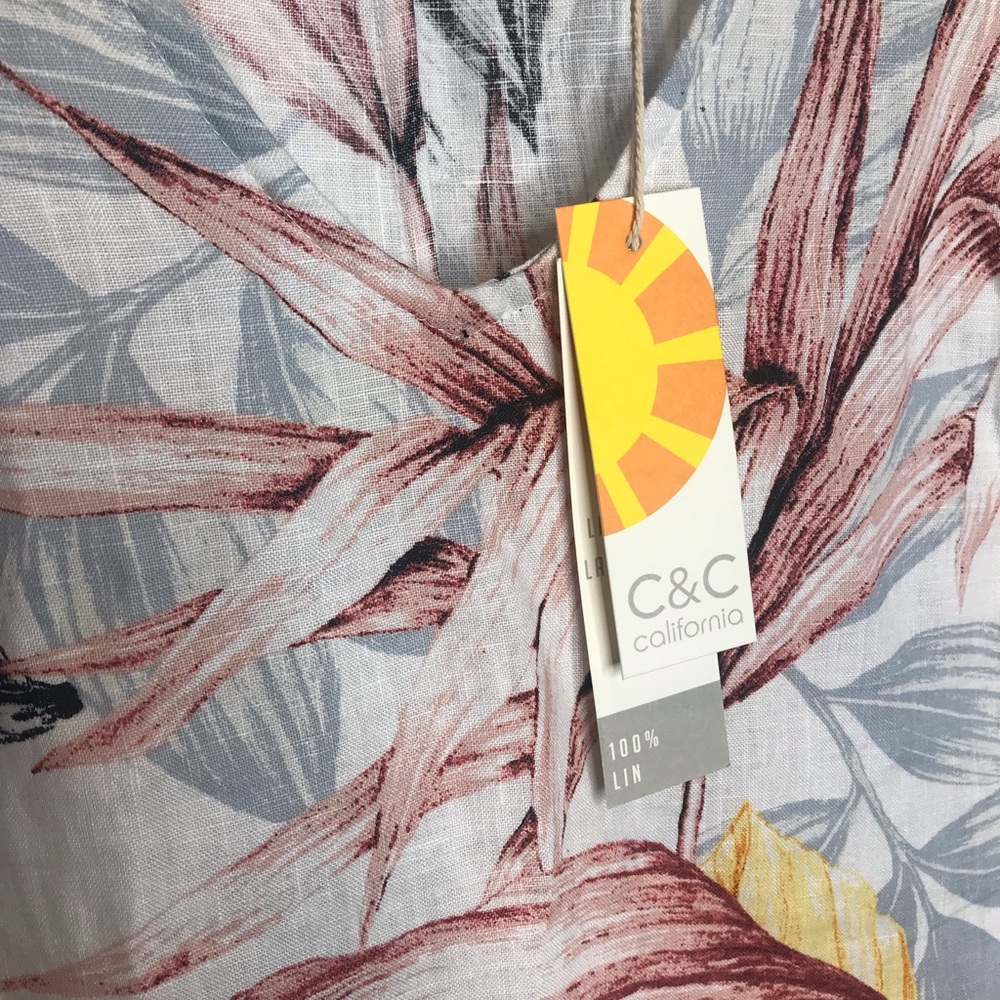New with tags! C&C California 100% Linen Floral Dress - XS - Picture 3 of 6